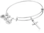 Alex and Ani Divine Guides Expandable Bangle Bracelet for Women, Cross Charm, 2 to 3.5 in