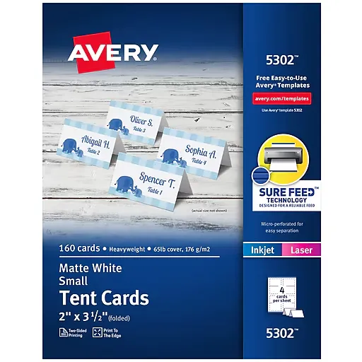 Avery Small White Tent Cards