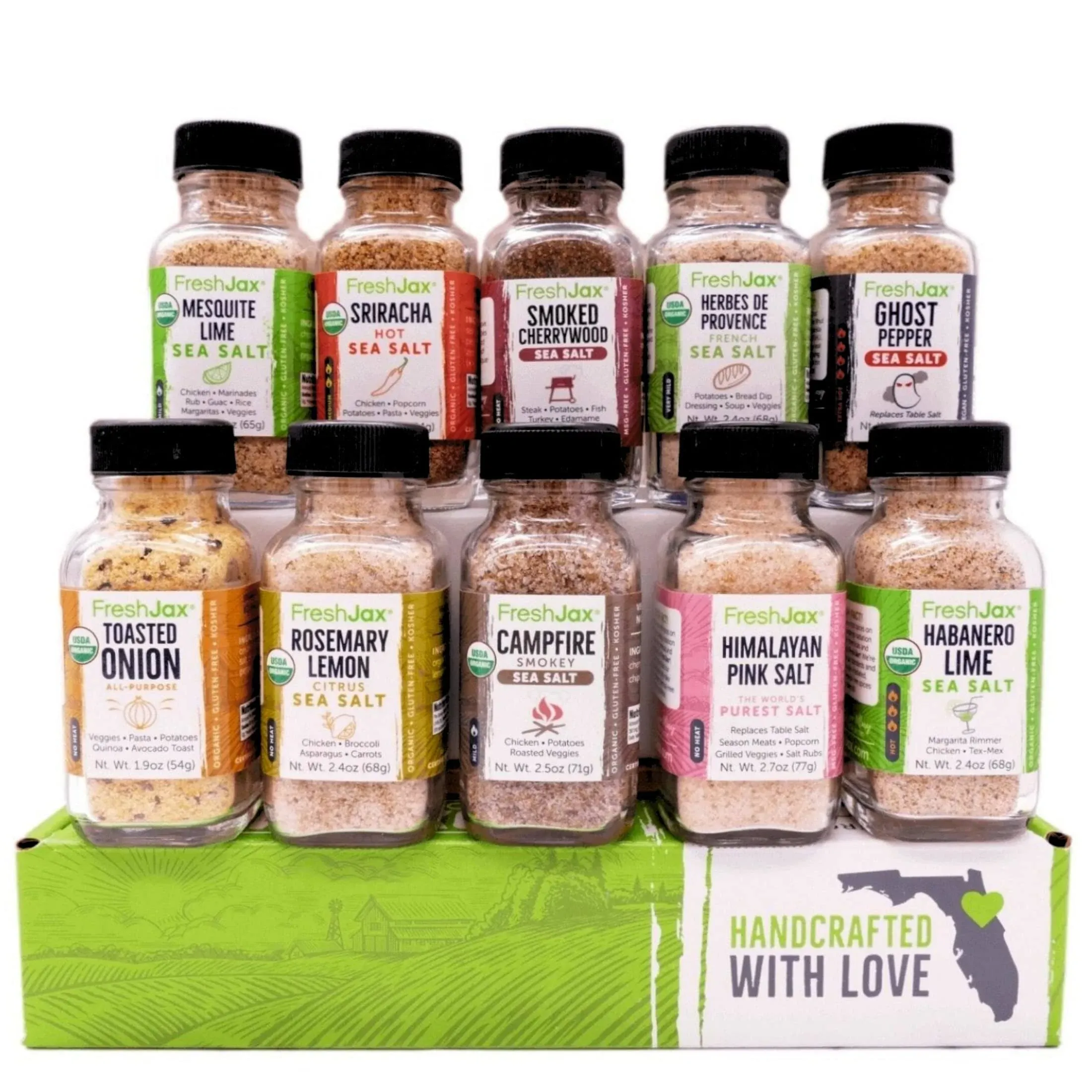 Freshjax Gourmet Salty Gift Set, Seasoned Salt Sampler 10 Pack