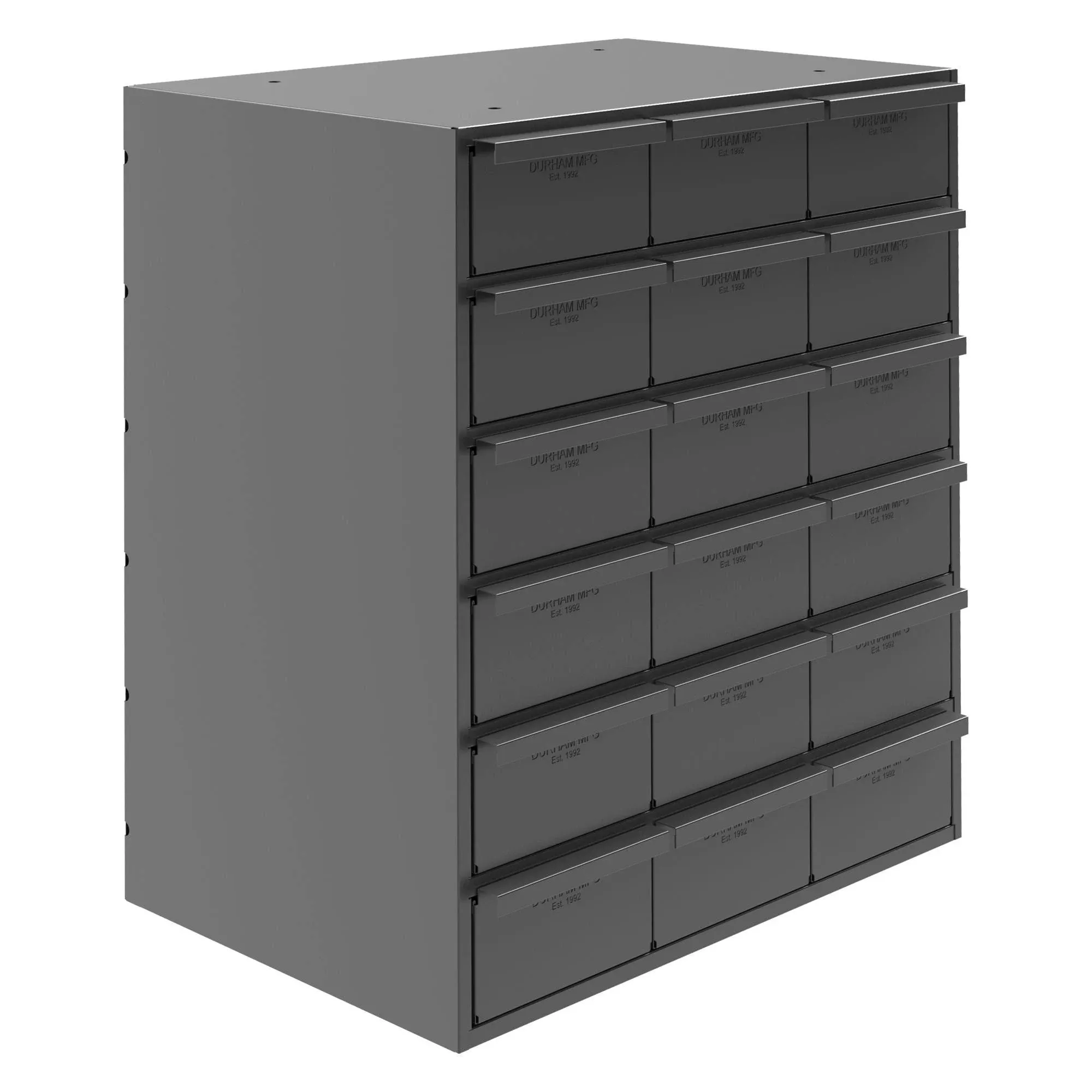 Durham 006-95 Gray Cold Rolled Steel Vertical Storage Cabinet, 17-1/4" Width x 21-1/4" Height x 11-5/8" Depth, 18 Drawer