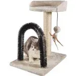 PEEKAB Cat Scratching Post with Cat Tower Tree and Cats Arch Self Groomer Massager Brush Kitty Ball Toys for Kittens and Small Cats