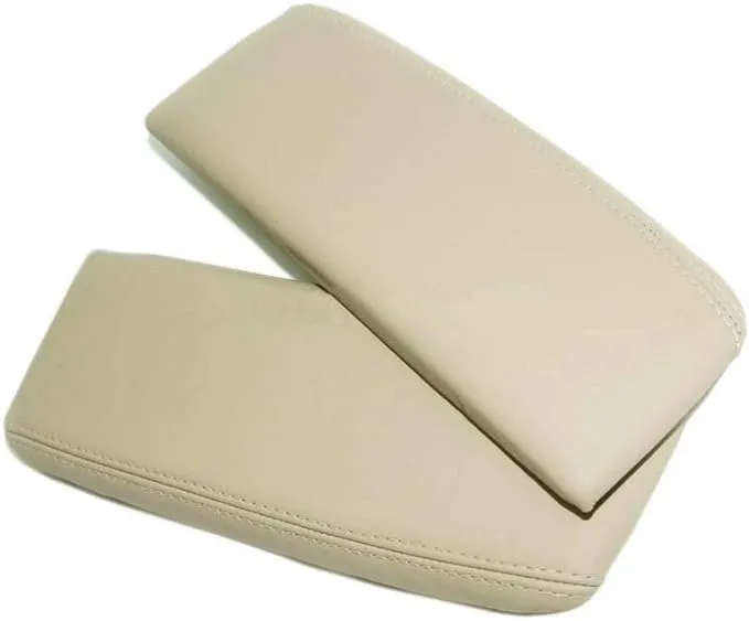 Fits 2005-2010 Acura RL Synthetic Beige Leather Armrest Center Console Lid Cover Cover (Skin Only)