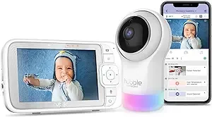 HUBBLE CONNECTED Nursery Pal Glow+ Smart Baby Monitor with 5" Parent Unit and Wi-Fi Viewing via Free App – 7-Color Night Light, Sleep Trainer, Remote Pan Tilt Zoom, 2-Way Talk, Infrared Night Vision