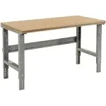 Global Industrial Adjustable Height Workbench 72 x 36" Shop Top Safety Edge Gray 183986