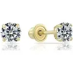 3Mm Tiny CZ Screw on Flat Back Stud Earrings,Gold Plated Flat Back Cubic Zirconi