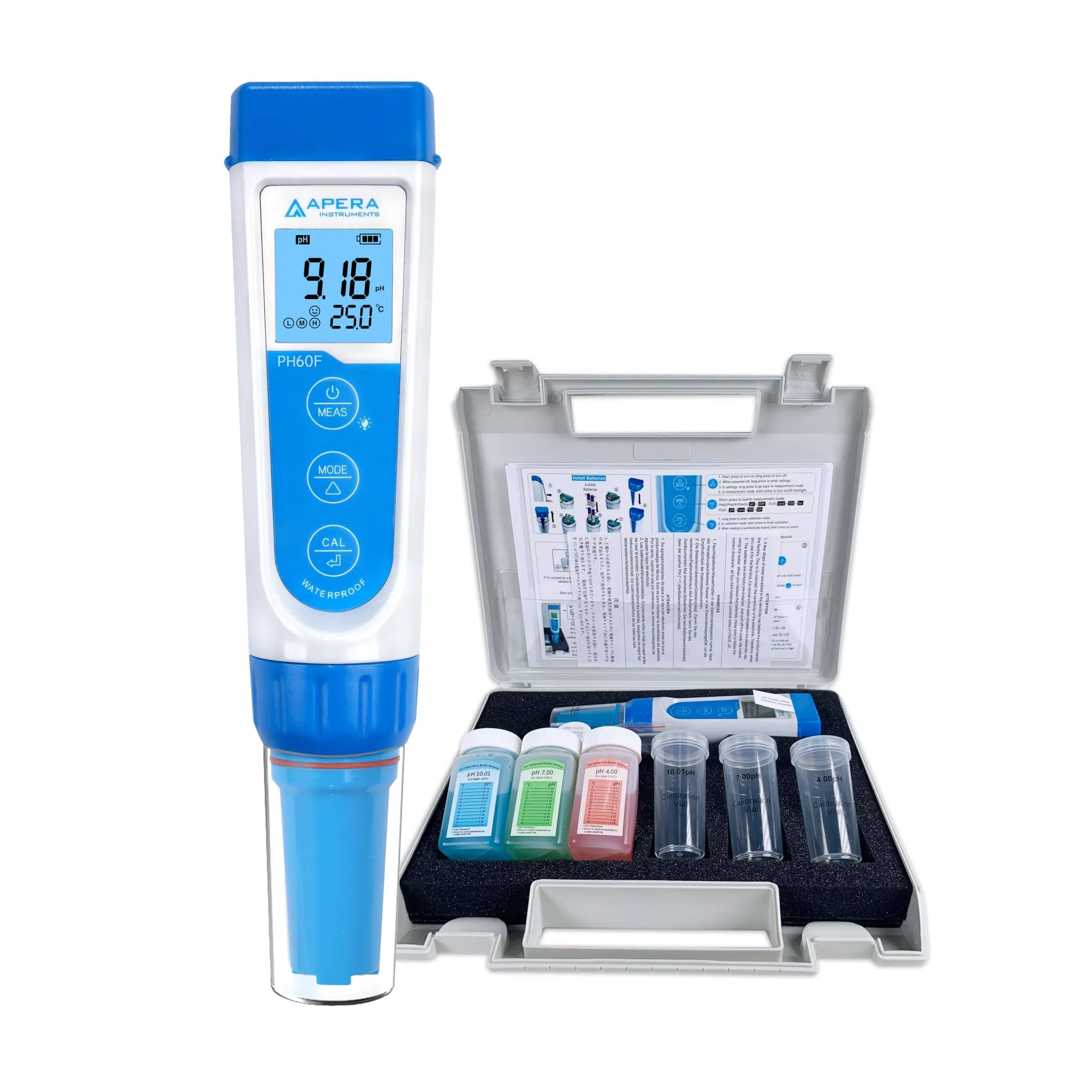 Flat pH Pocket Tester Kit for Textiles, Paper, etc, ±0.01 pH Accuracy 