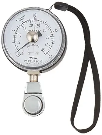 Jamar Hydraulic Pinch Gauge, Inexpensive Max Force Indicator to Measure Finger Strength and Grip Strength, Inexpensive Device Measures Pinch Force & PSI, Includes Instructions and Carrying Case