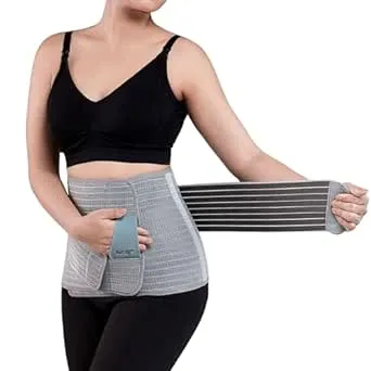 Mamaway Postpartum Belly Band, C-section Belly Binder, Girdle for Postnatal, Adjustable Belly Wrap, Abdominal Support, Back Pain Relief (Polyester Made with Bamboo Charcoal Fiber)