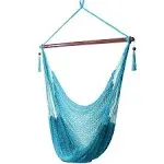 Sunnydaze Decor Caribbean Soft Spun Hanging Hammock Chair without Stand, Sky Blue, XL