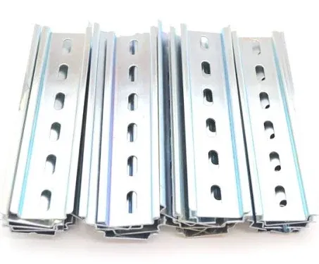 30 Pieces DIN Rail Slotted Steel Zinc Plated RoHS 6 in. long 35mm 7.5mm 15 ft.