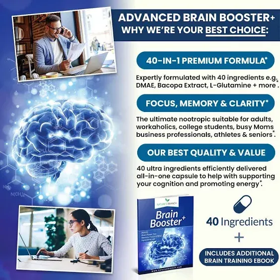 Brain Booster Supplement for Focus, Memory, Clarity, Energy | Advanced Vitamins 