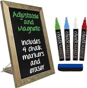 Rustic Tabletop Chalkboard: Includes 4 Liquid Chalk Markers Magnetic Eraser