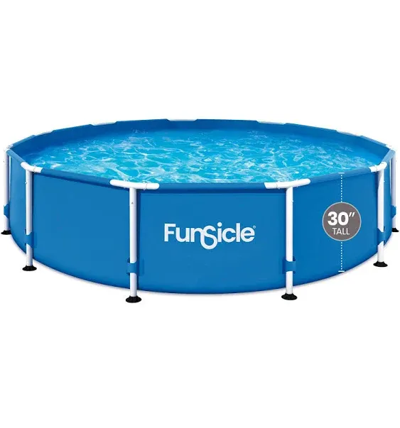 Funsicle 12' x 30" Outdoor Activity Round Metal Frame 6 Person Above Ground Swimming Pool Set with SkimmerPlus Filter Pump and Filter Cartridge, Blue