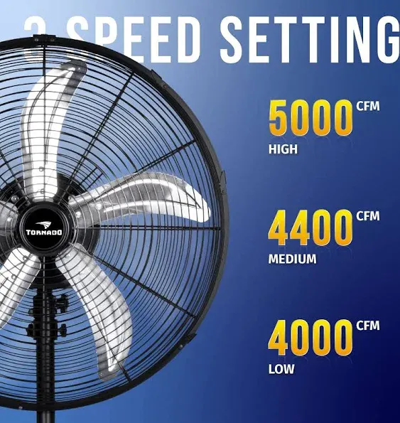 Tornado - 20 Inch High Velocity Metal Oscillating Pedestal Fan - Commercial, ...