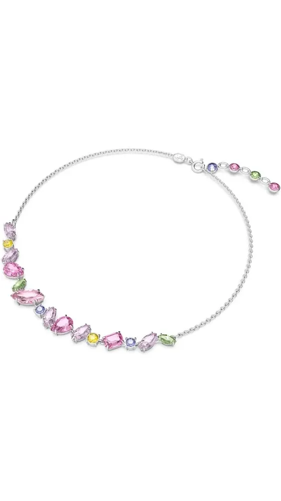 Swarovski Gema Necklace Mixed cuts, Multicolored, Mini Frontal , Rhodium 5658398