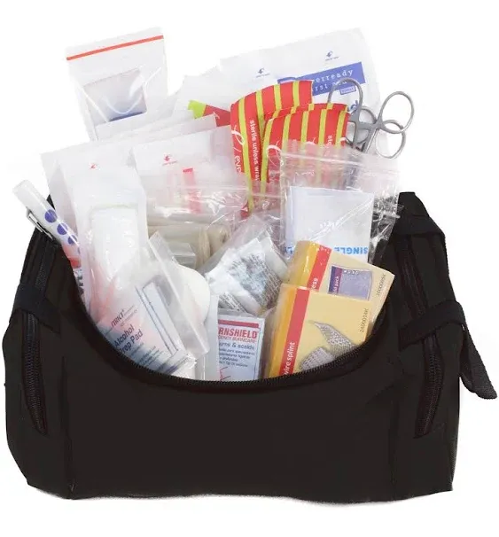 Dixie EMS First Responder Fully Stocked Trauma First Aid Kit – Black