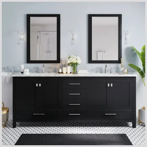 Eviva Aberdeen 30" Transitional Espresso Bathroom Vanity with White Carrera Countertop