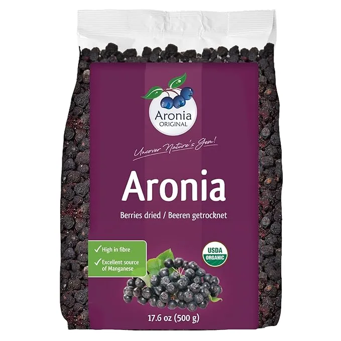 Aronia ORIGINAL Organic Dried Aronia Berries 500 g | Gently Dried Immediately After Harvest | No Added Sugar, No Sulfites, No Additives | Vegan, Organic Aronia Berry (Black Chokeberry)