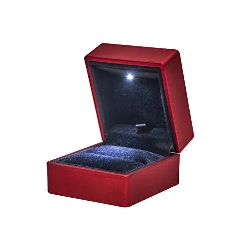 Noble White Light LED Single Ring Jewelry Box Deluxe for Engagement, Proposal or ...