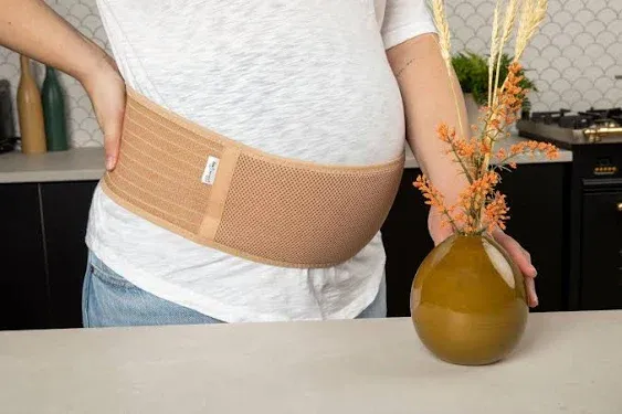 Jill & Joey Maternity Belt - Belly Band Back Brace - Pregnancy Must Haves - Pregnancy Belly Support Band - Back Support - Belly Band for Pregnancy (Beige, Large)