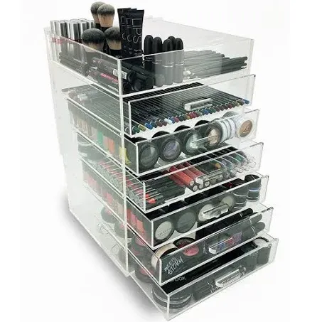 NEW! DELUXE MAKEUP ORGANIZER - ACRYLIC 7 TIER DRAWER COSMETIC DISPLAY CASE