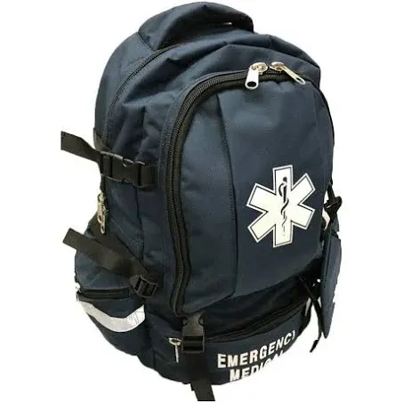 LINE2design First Responder Bag Trauma Empty Backpack, EMT Emergency Kits Storage First Responder Medical Bag - Deluxe First Aid Tactical Carry Trauma Backpack - Navy Blue