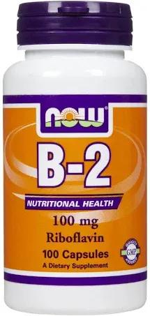 Buy Vitamin B-2 Riboflavin 100 Caps By Now Foods | Herbspro.com