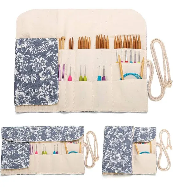 Teamoy Knitting Needles Holder Case(up to 11 Inches), Rolling Organizer for Straight and Circular Knitting Needles, Crochet Hooks and Accessories, Sheep - NO Accessories Included