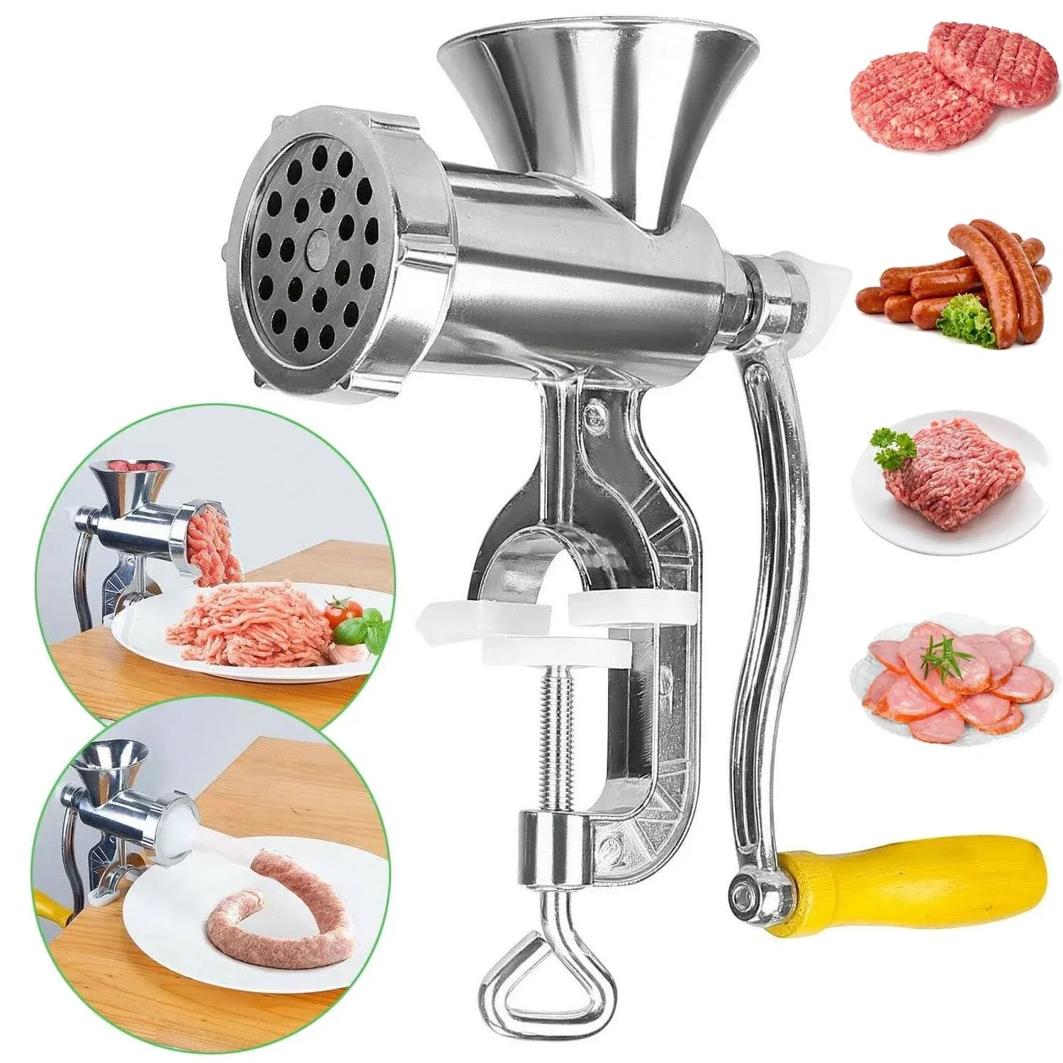 Fixdono Manual Meat Grinder, Sausage Maker Stuffer, Heavy Duty Hand Operated Mincer Food Kitchen Maker Machine