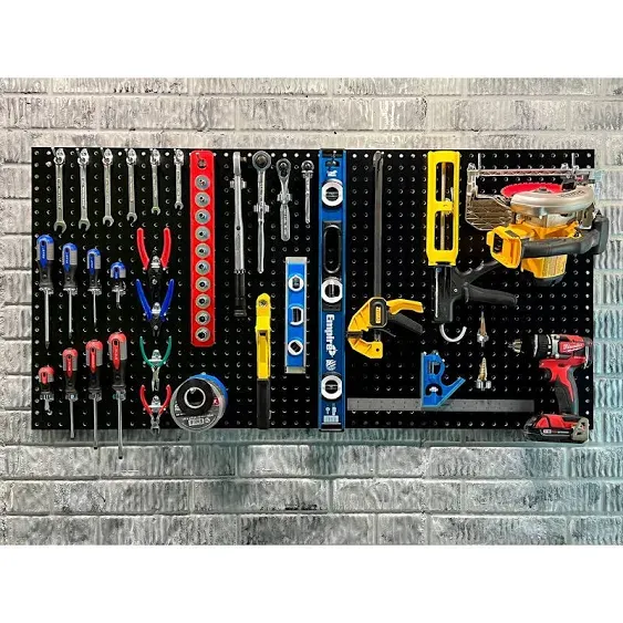 Triton Products 24 in. H x 42 in. W Pegboard 1-Pack Black High-Density Fiberboard Kit with 36 Hooks PEG36-BLK