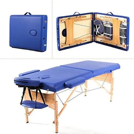 BestMassage Massage Table Massage Bed Spa Bed 73 Long 2 Folding Portable Massage Table W/ Carry Case Height Adjustable Salon Bed Cradle Bed