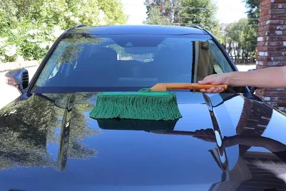 California Car Duster Standard Auto Car Duster with Wooden Handle, Green Mop 62422