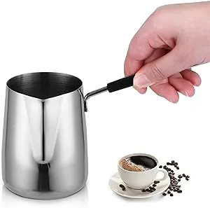 600ML/20oz Turkish Coffee Pot – 304 Stainless Steel Coffee and Butter Warmer, Premium Milk Warmer and Milk Pot with Spout