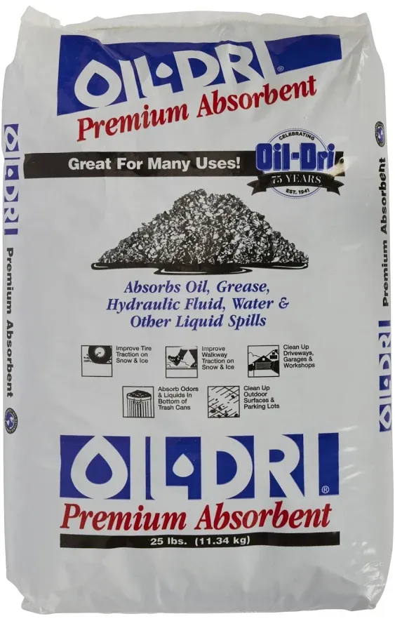 Oil-Dri Sorbent 32 Quart Bag Clay Granular Absorbent Universal Use Brown Red