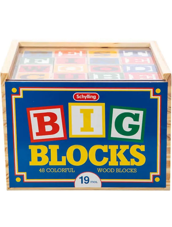 Schylling ABC Big Blocks 48 Piece Wood Alphabet Blocks