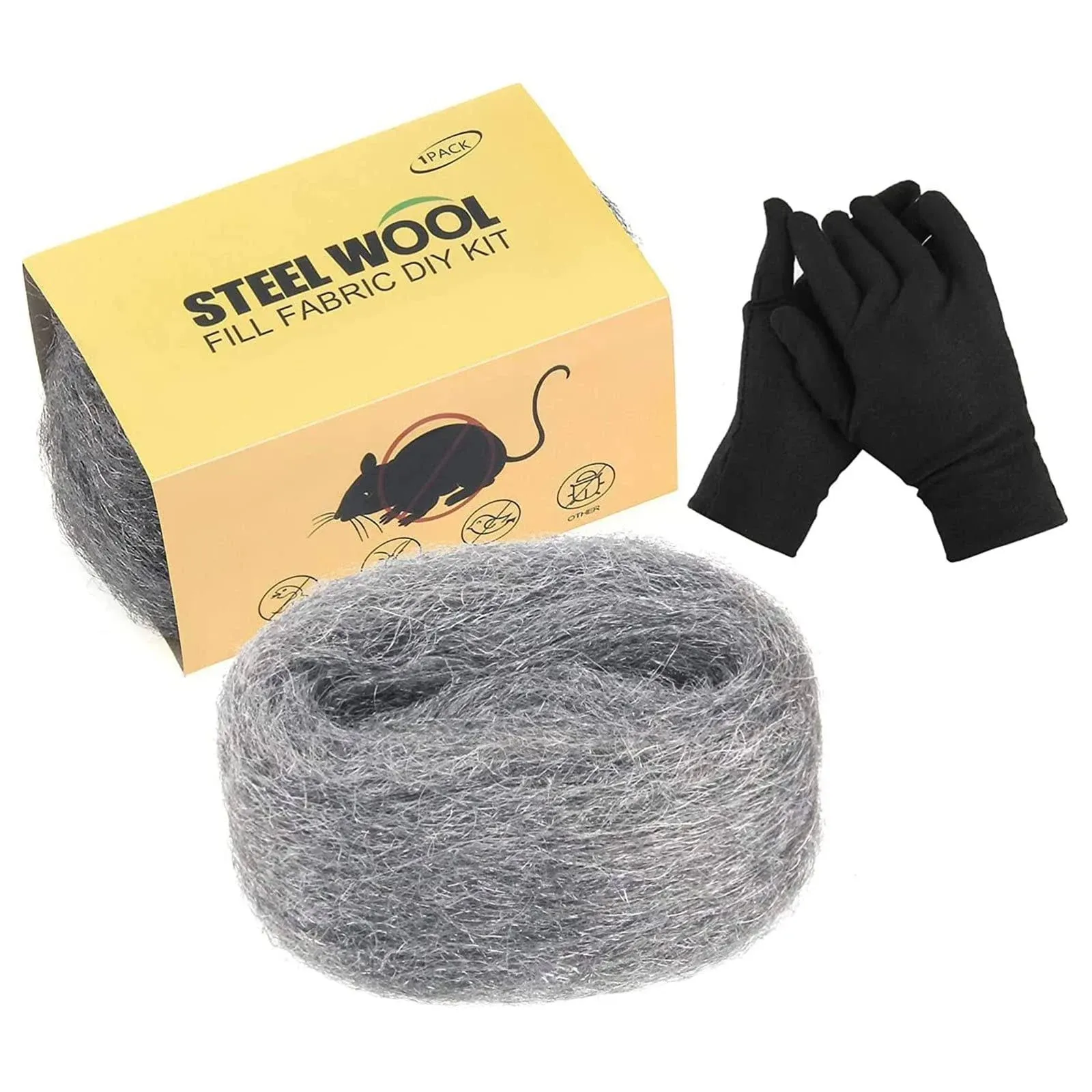 Steel Wool for Mice Control 2 Pack 2.2" x 16Ft with Gloves,DIY Fill Fabric Kit for Gap Blocker, Vents, and Wall Cracks, Flexible and Durable