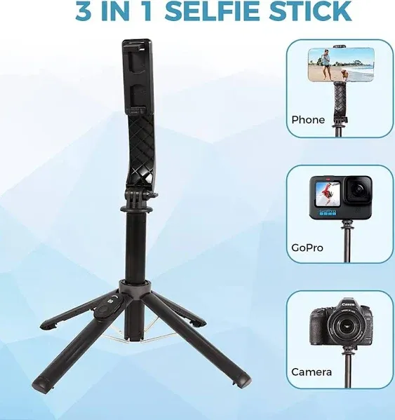 Selfie Stick Phone Tripod with Remote Upgrade Quadripod Design 40" Extendable Rechargeable Bluetooth Control