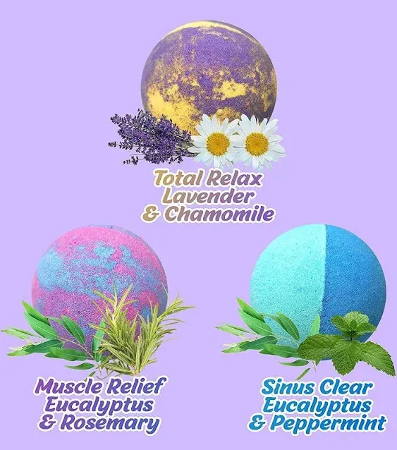 Bath Bombs 18 Piece Gift Set with Healing Essential Oils, Natural Moisturizing