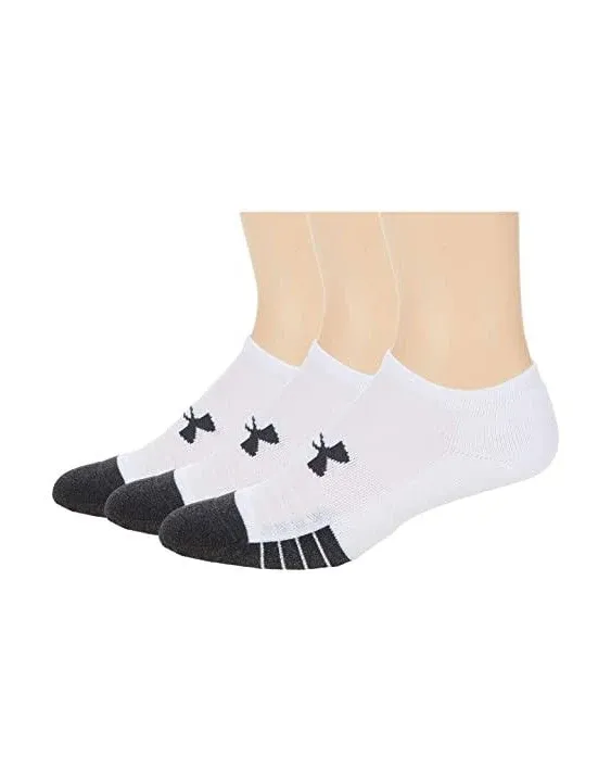 Under Armour Unisex Performance Tech 3-Pack No-Show Socks - White, MD