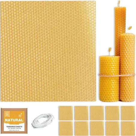 Natural Beeswax Sheets for Candle Making - DIY Beeswax Candle Rolling Kit for Kids &amp; Adults