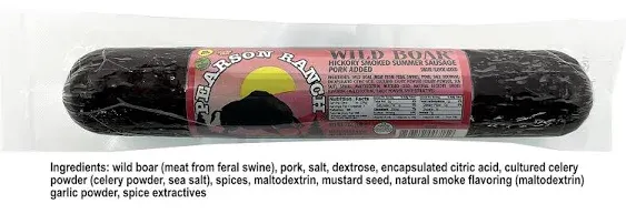 PEARSON RANCH SINCE 1959 Game Meat Summer Sausage Variety Pack of 5 Elk, Buffalo Wild Boar, & Fender Blend (rabbit, alligator, venison, elk, buffalo) Exotic Meat Summer Sausage Pack, Gluten-Free