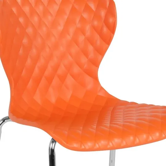 EMMA + OLIVER Contemporary Design Orange Plastic Stack Chair