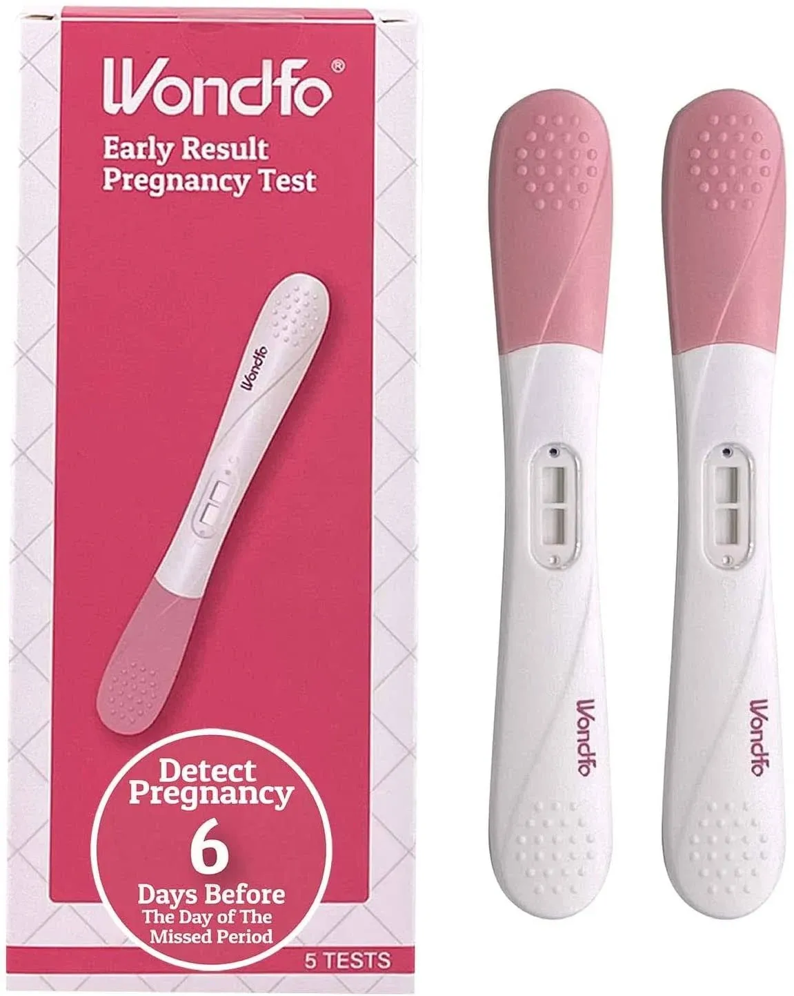 Wondfo Pregnancy Test Early Result 5 Pack - Extra Sensitive and Very Early HCG Urine Midstream Test 10 MIU - Detect 6 Days Sooner Than Your Missed Period