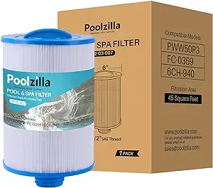 Poolzilla 1 Pack Replacement for Spa Filter PWW50P3(1 1/2" Coarse Thread), Unicel ...