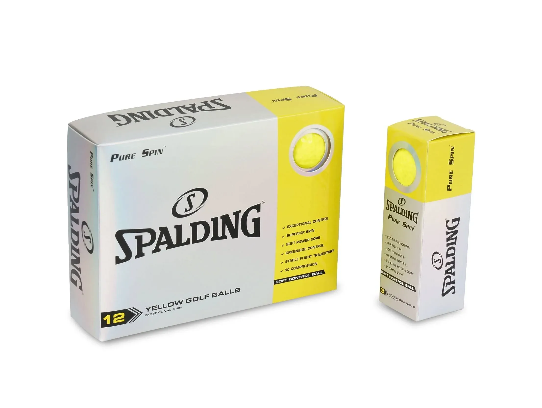 Spalding Pure Spin Golf Balls Yellow