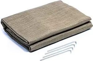 Camco 42811 Awning Leisure Mat 7 x 15 Foot Brown with Bag