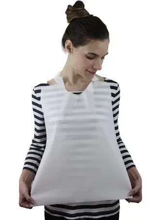 100 Pack Disposable Plastic Adult Bibs