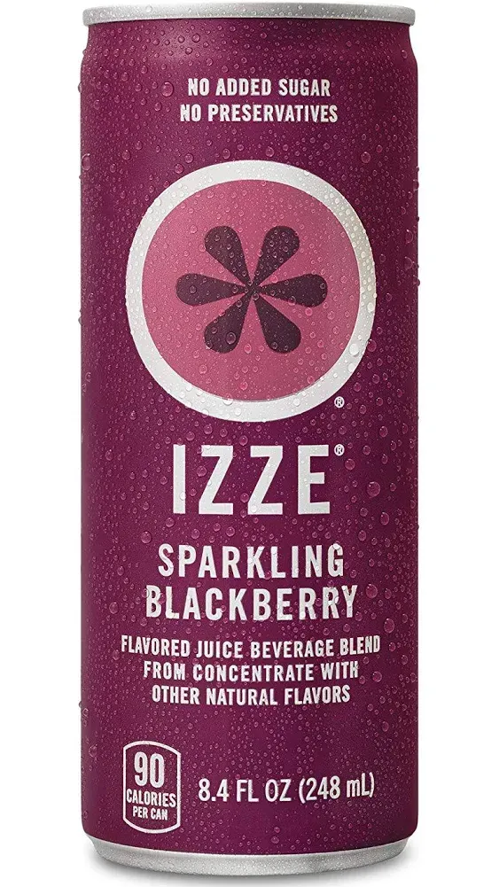 IZZE Blackberry Juice, No Sugar Added, 8.4 oz., 24/Carton