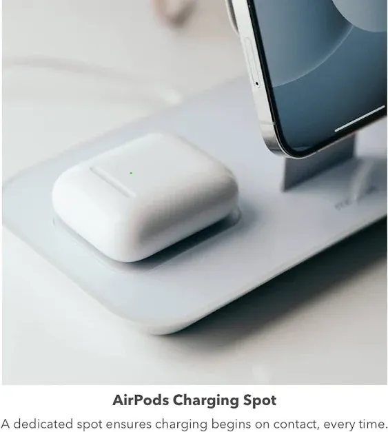 Mophie 3-in-1 MagSafe Wireless Charging Stand for Apple iPhone, AirPodsAirPods Pro Watch, 15W Super-Fast Charging, Stylish Gloss Finish - White Mag