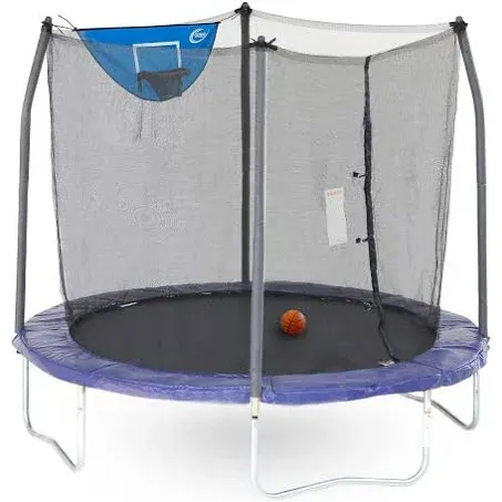 Skywalker Trampoline Outdoor 15 Ft. Jump N’ Dunk Round Outdoor Trampoline with Net, Trampoline Mat, and Basketball Hoop for Trampoline